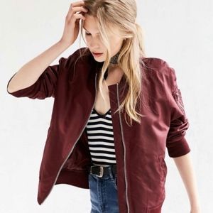 Silence & Noise Rita Shell Burgundy Bomber Jacket